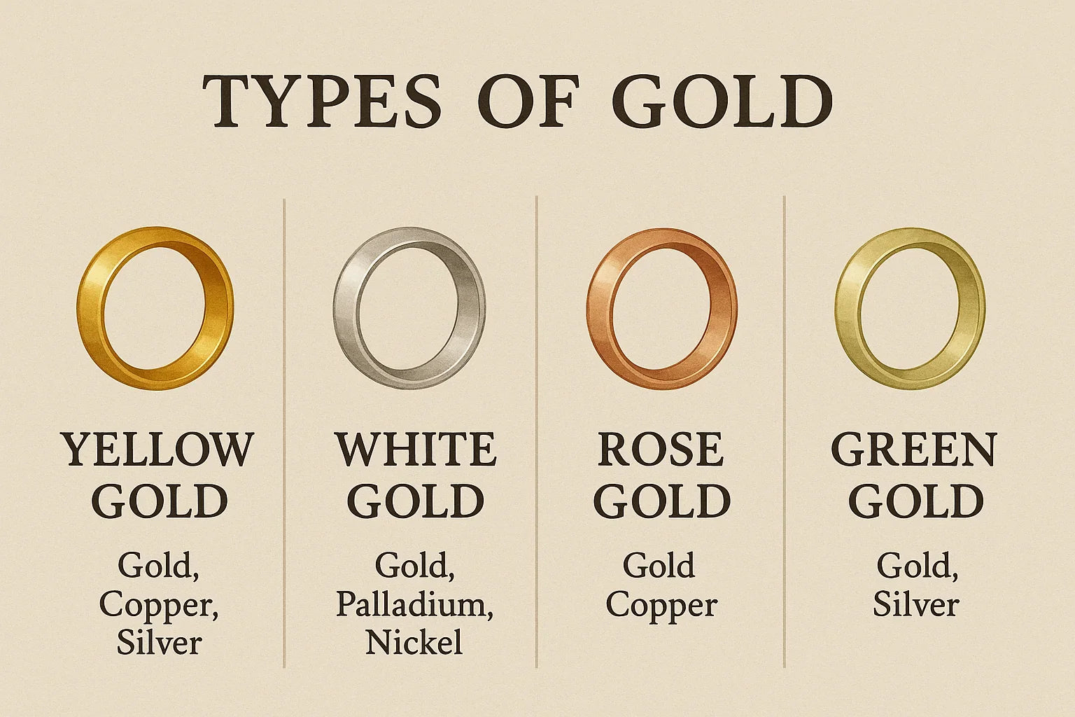 Basic Vs Gold Types of Gold: By Purity, Colour and Usage