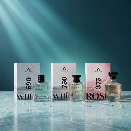 AYAANI Signature Trio – Set D | Pack of 3 590 White, 750 White & 375 Rosé Luxury Parfum Gift Set for Men & Women | 3 x 100ml