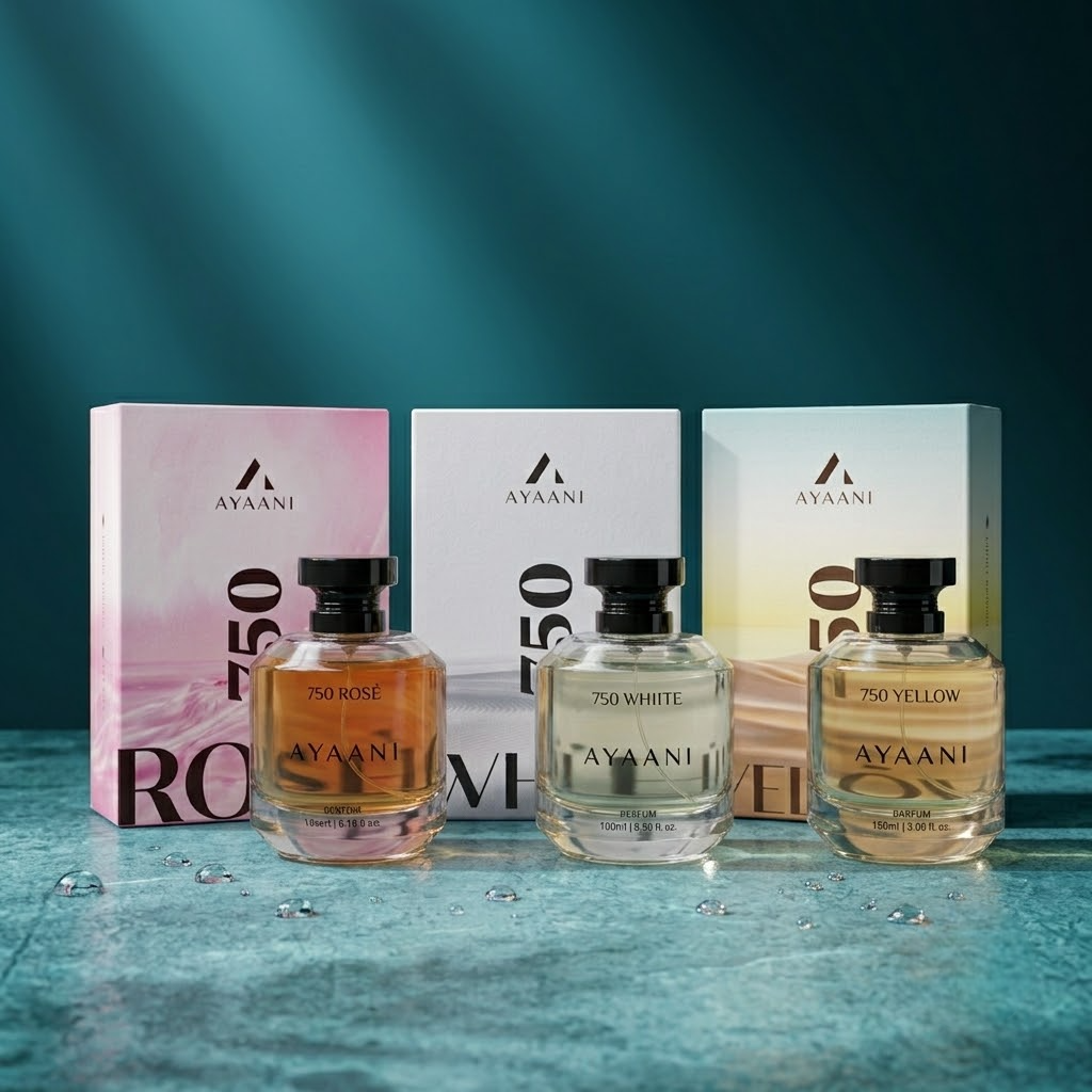 AYAANI 750 Discovery Trio – Pack of 3 Yellow, White & Rosé Luxury Parfum Gift Set for Men & Women | 3 x 100ml