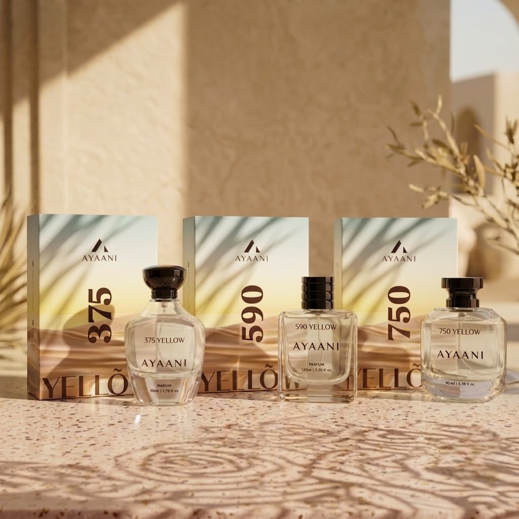 AYAANI Yellow Collection Pack of -3 – 375 Yellow, 590 Yellow & 750 Yellow Luxury Parfum Gift Set for Men & Women | 3 x 100ml