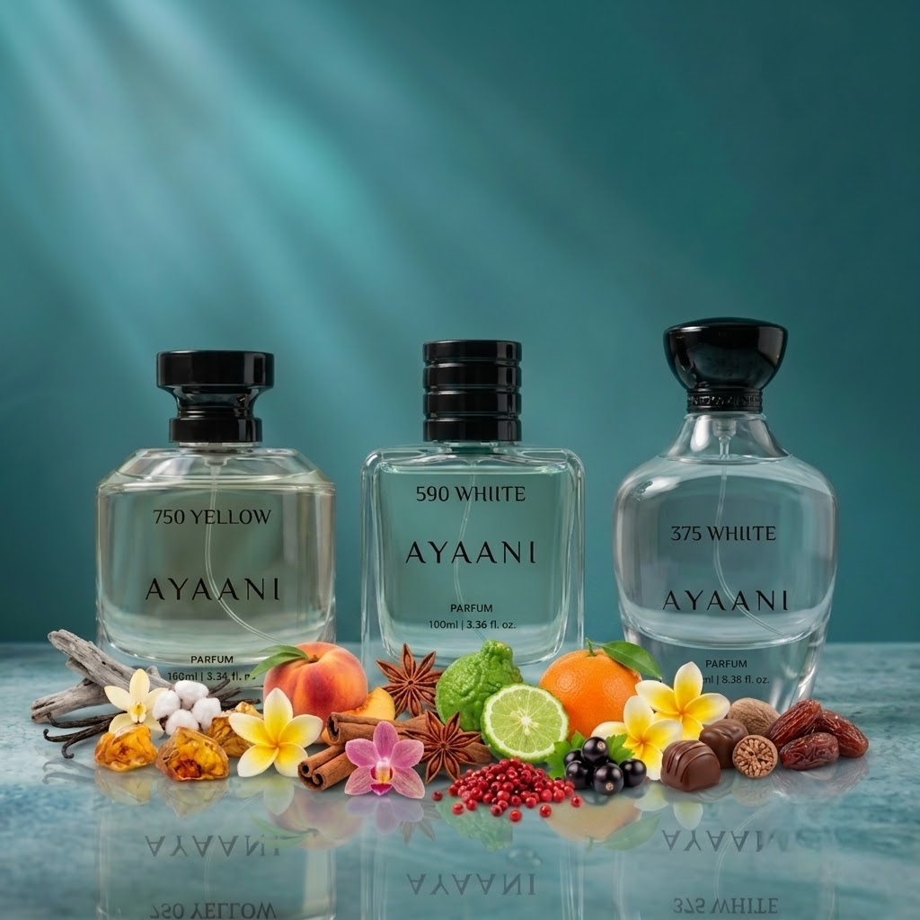AYAANI Signature Trio – Pack of 3 375 White, 750 Yellow & 590 White Luxury Parfum Gift Set for Men & Women | 3 x 100ml