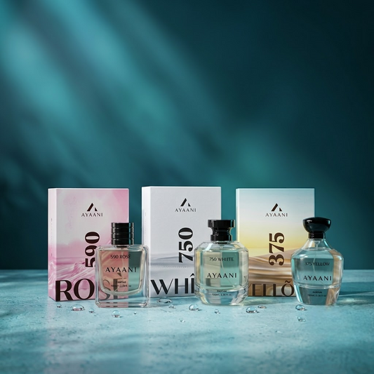 AYAANI Signature Trio – Pack of 3 590 Rosé, 375 Yellow & 750 White Luxury Parfum Gift Set for Men & Women | 3 x 100ml