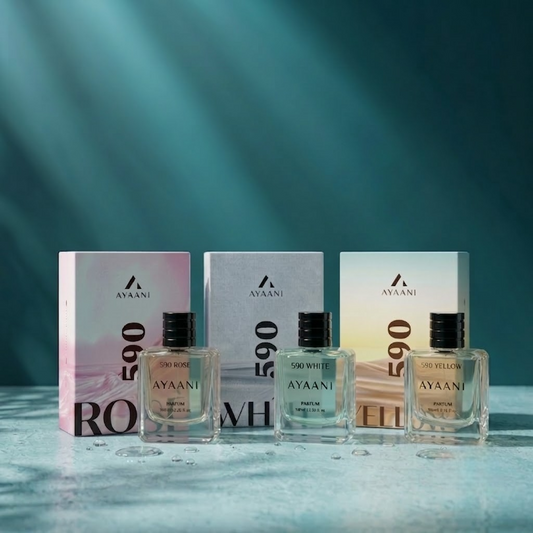 AYAANI 590 Discovery Trio – Pack of 3 Yellow, White & Rosé Luxury Parfum Gift Set for Men & Women | 3 x 100ml