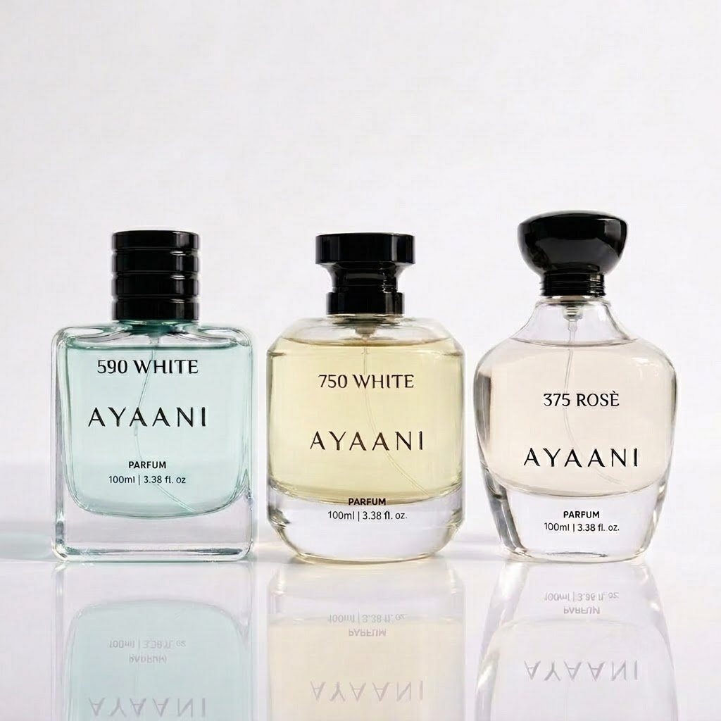 AYAANI Signature Trio – Set D | Pack of 3 590 White, 750 White & 375 Rosé Luxury Parfum Gift Set for Men & Women | 3 x 100ml