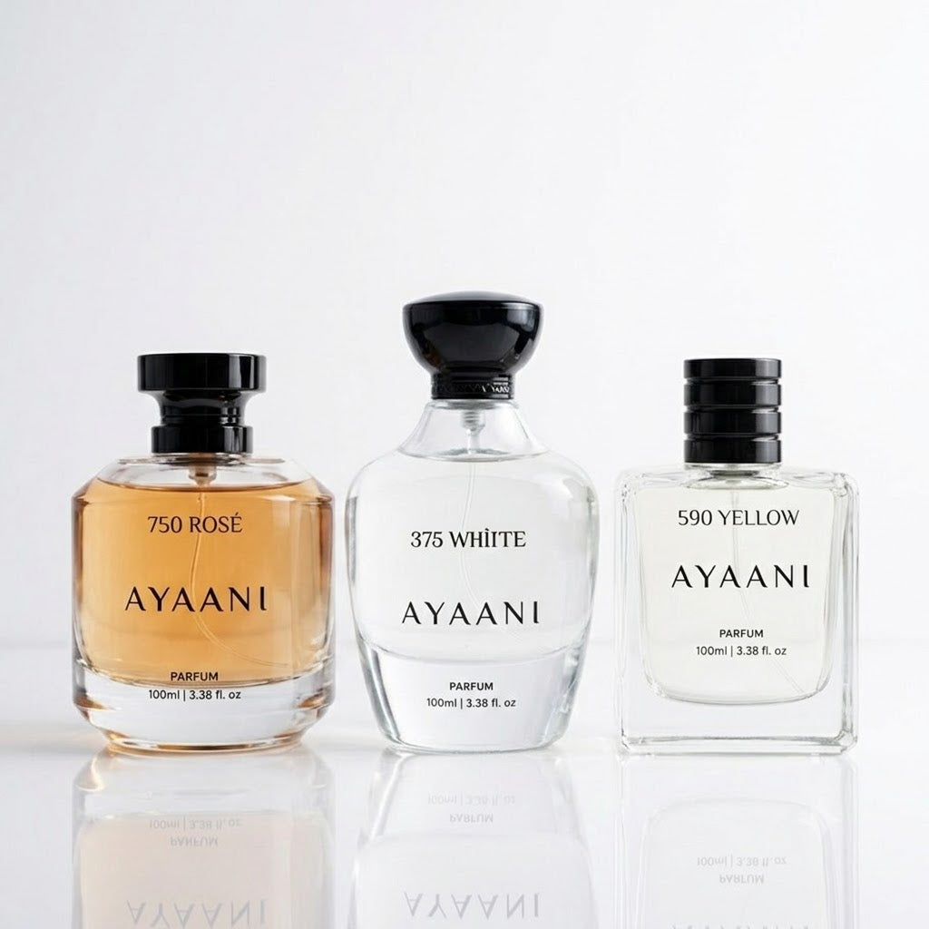 AYAANI Signature Trio – Pack of 3 750 Rosé, 375 White & 590 Yellow Luxury Parfum Gift Set for Men & Women | 3 x 100ml