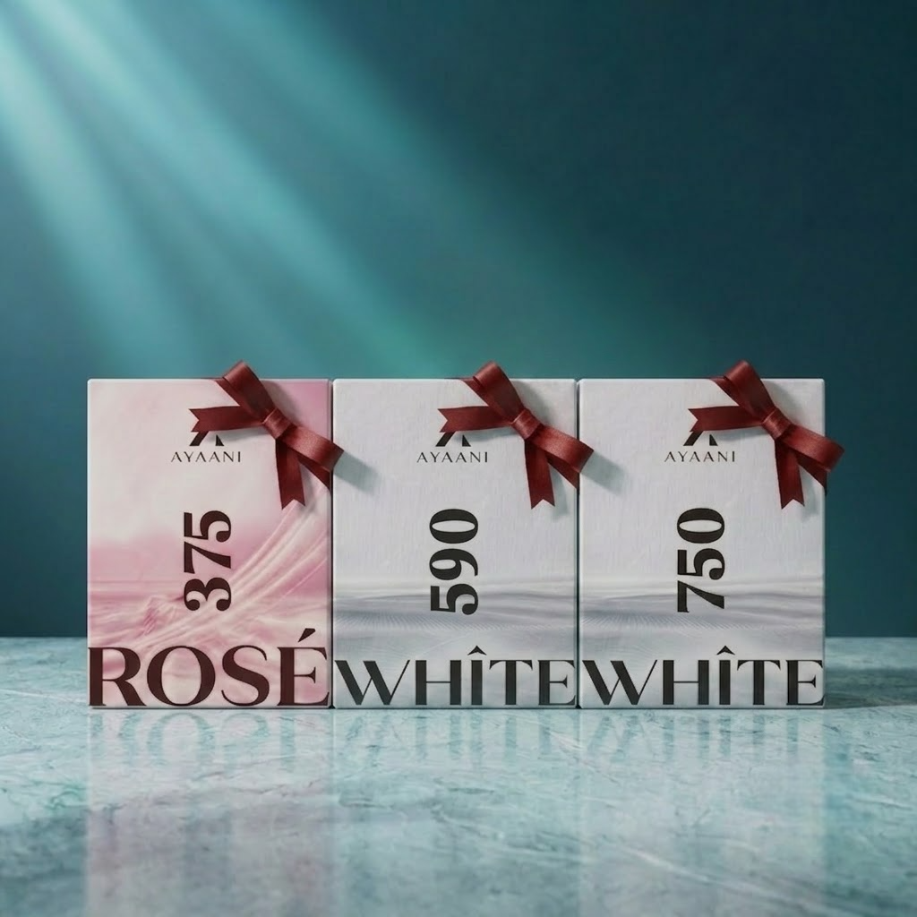 AYAANI Signature Trio – Set D | Pack of 3 590 White, 750 White & 375 Rosé Luxury Parfum Gift Set for Men & Women | 3 x 100ml