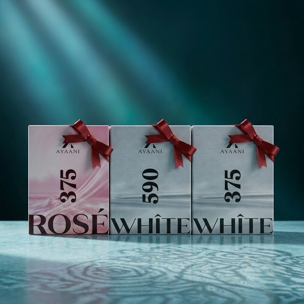 AYAANI Signature Trio – Pack of 3 750 Rosé, 375 White & 590 White Luxury Parfum Gift Set for Men & Women | 3 x 100ml
