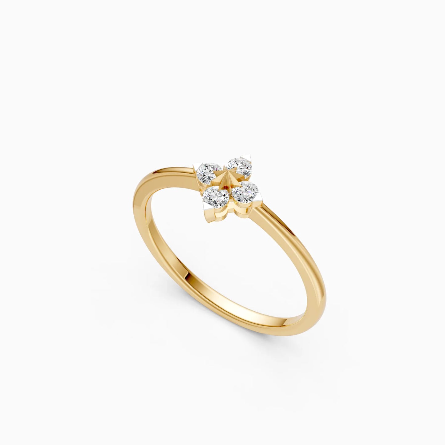Floral Cluster Accent Ring with Round Diamond Petals