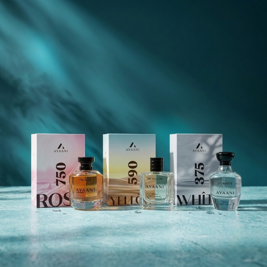 AYAANI Signature Trio – Pack of 3 750 Rosé, 375 White & 590 Yellow Luxury Parfum Gift Set for Men & Women | 3 x 100ml