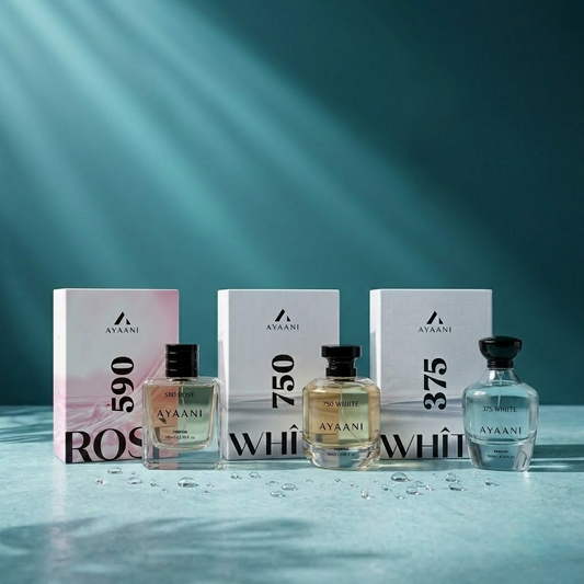 AYAANI Signature Trio – Pack of 3 750 White, 375 White & 590 Rosé Luxury Parfum Gift Set for Men & Women | 3 x 100ml