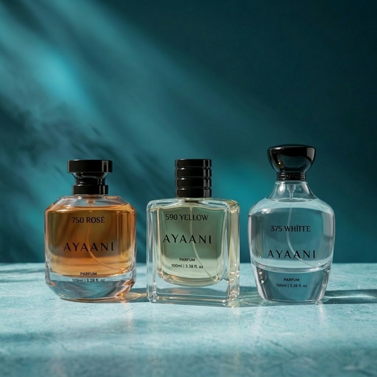 AYAANI Signature Trio – Pack of 3 750 Rosé, 375 White & 590 Yellow Luxury Parfum Gift Set for Men & Women | 3 x 100ml