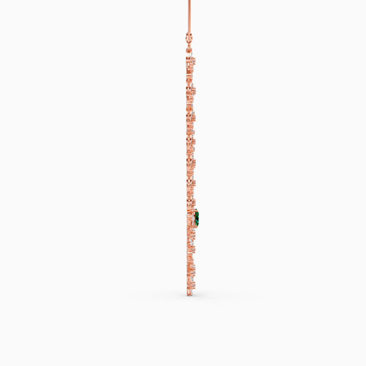 Crescent Burst Diamond Necklace with Oval Green Centre Stone