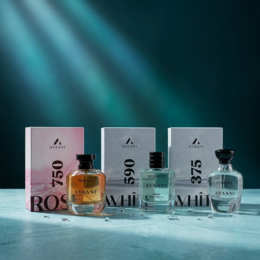 AYAANI Signature Trio – Pack of 3 750 Rosé, 375 White & 590 White Luxury Parfum Gift Set for Men & Women | 3 x 100ml