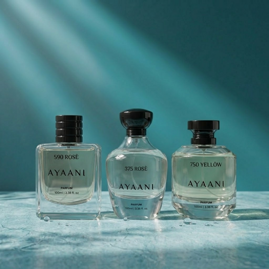 AYAANI Signature Trio – Pack of 3 375 Rosé, 590 Rosé & 750 Yellow Luxury Parfum Gift Set for Men & Women | 3 x 100ml