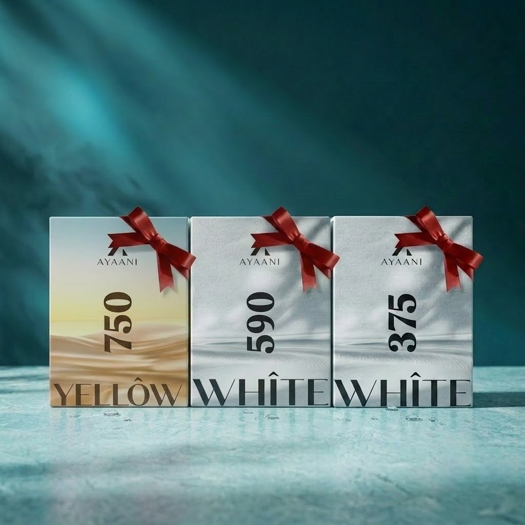 AYAANI Signature Trio – Pack of 3 375 White, 750 Yellow & 590 White Luxury Parfum Gift Set for Men & Women | 3 x 100ml