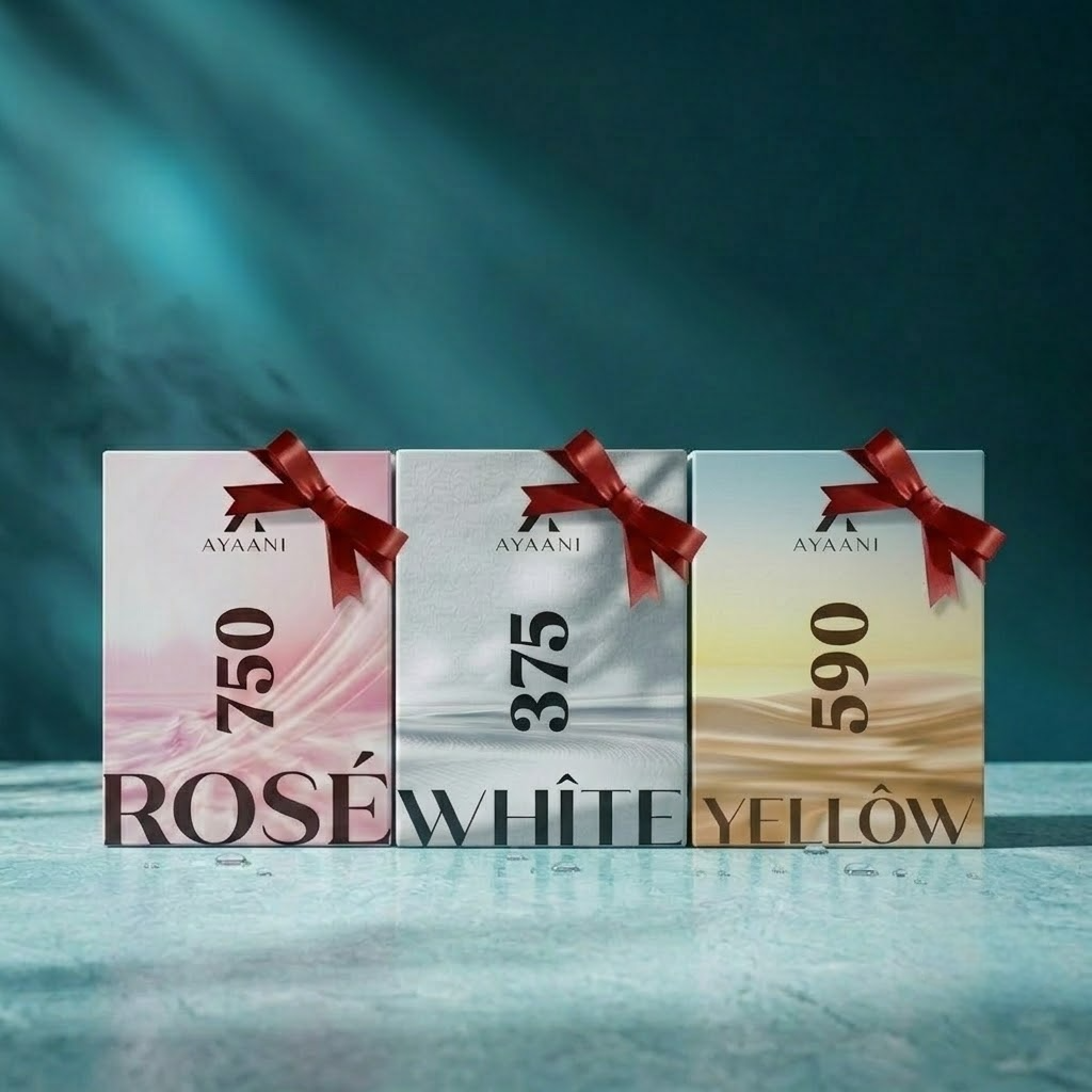 AYAANI Signature Trio – Pack of 3 750 Rosé, 590 Rosé & 375 Yellow Luxury Parfum Gift Set for Men & Women | 3 x 100ml