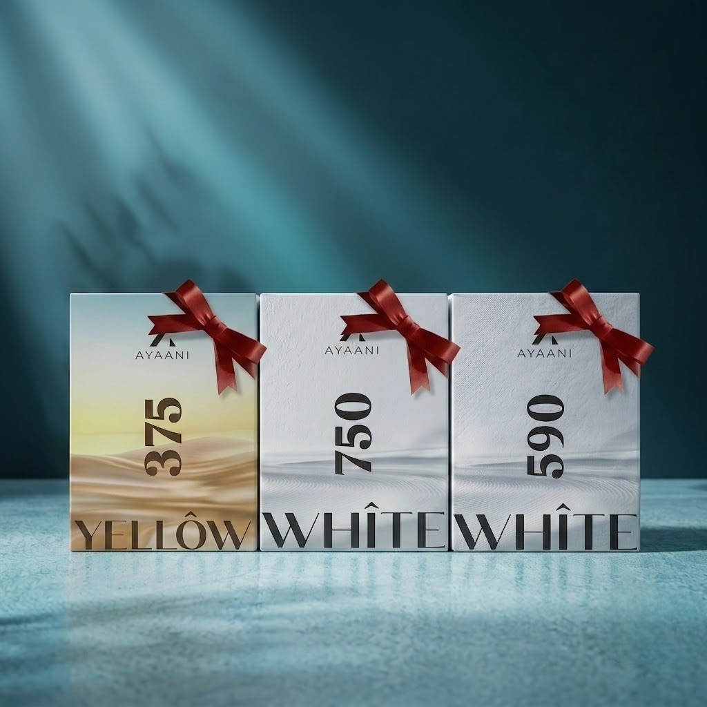 AYAANI Signature Trio – Pack of 3 375 Yellow, 750 White & 590 White Luxury Parfum Gift Set for Men & Women | 3 x 100ml