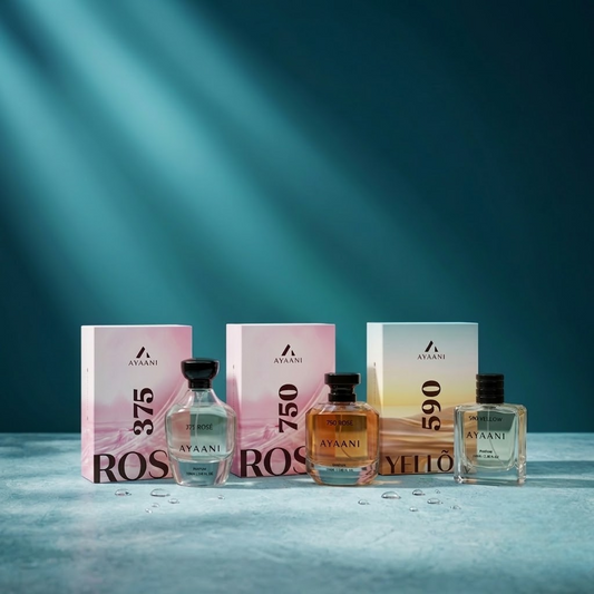 AYAANI Signature Trio – Pack of 3 590 Yellow, 750 Rosé & 375 Rosé Luxury Parfum Gift Set for Men & Women | 3 x 100ml