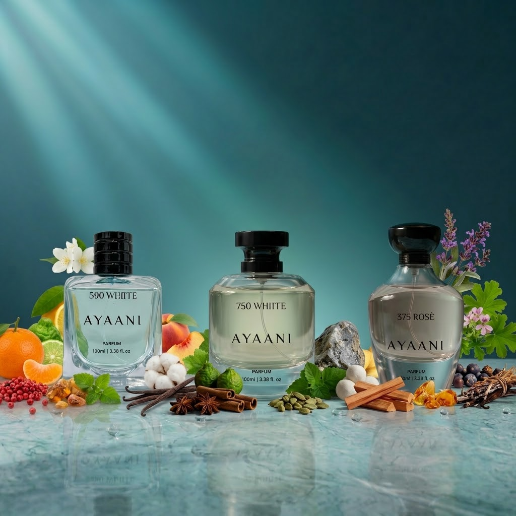 AYAANI Signature Trio – Set D | Pack of 3 590 White, 750 White & 375 Rosé Luxury Parfum Gift Set for Men & Women | 3 x 100ml