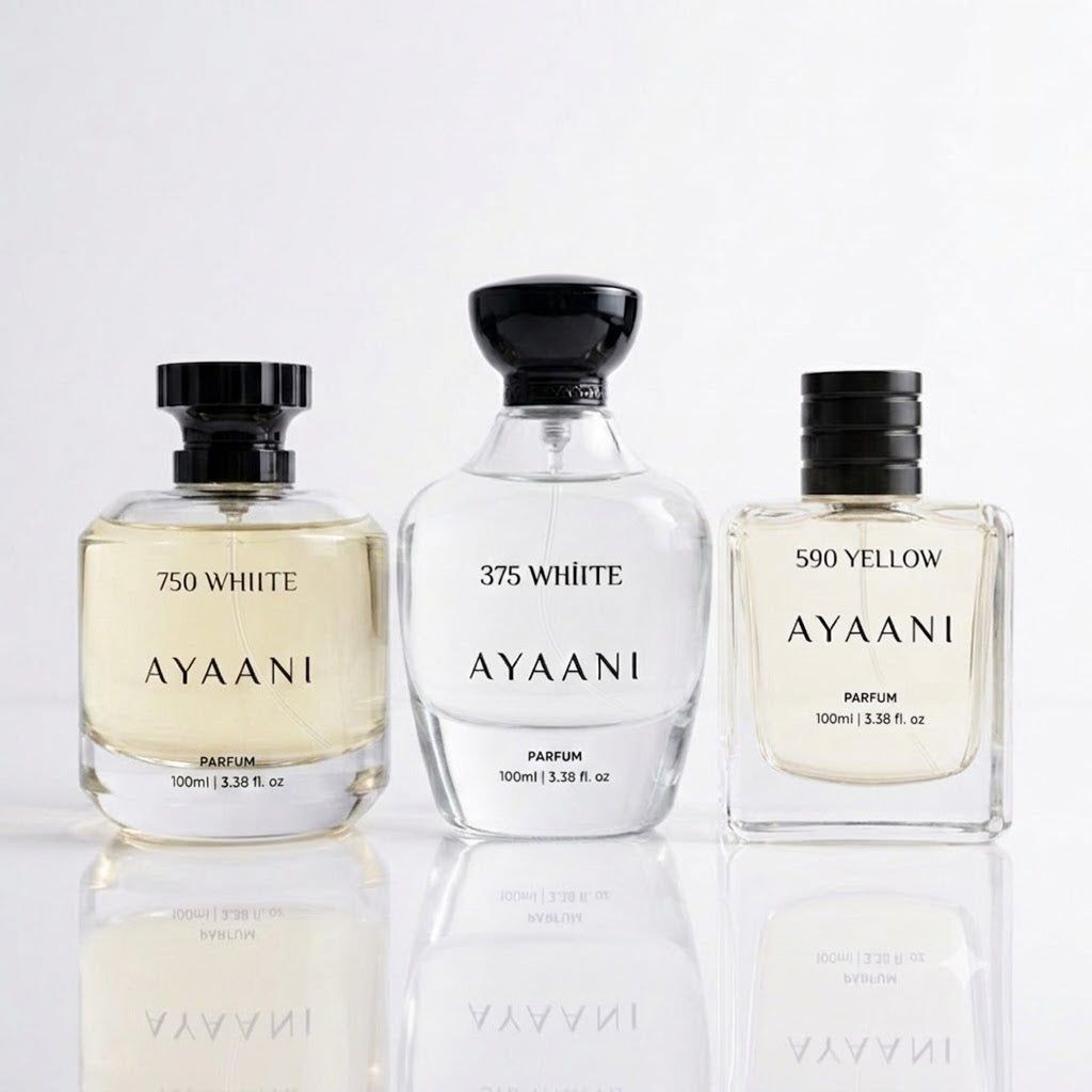 AYAANI Signature Trio – Pack of 3 750 White, 375 White & 590 Yellow Luxury Parfum Gift Set for Men & Women | 3 x 100ml