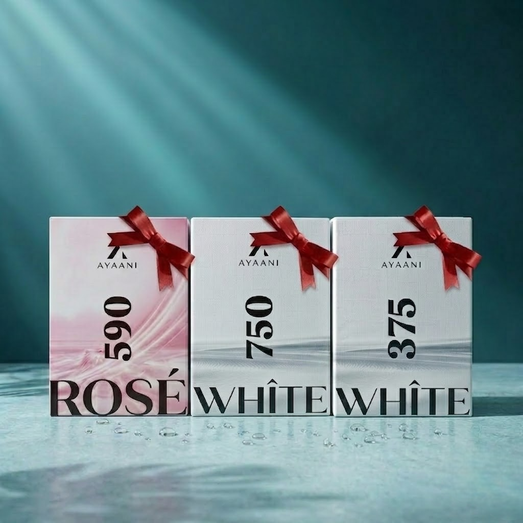 AYAANI Signature Trio – Pack of 3 750 White, 375 White & 590 Rosé Luxury Parfum Gift Set for Men & Women | 3 x 100ml