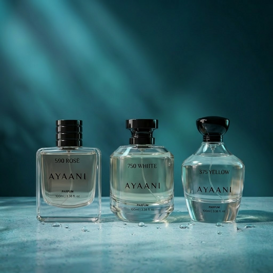 AYAANI Signature Trio – Pack of 3 590 Rosé, 375 Yellow & 750 White Luxury Parfum Gift Set for Men & Women | 3 x 100ml