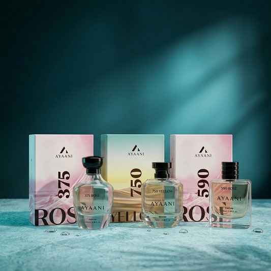 AYAANI Signature Trio – Pack of 3 375 Rosé, 590 Rosé & 750 Yellow Luxury Parfum Gift Set for Men & Women | 3 x 100ml