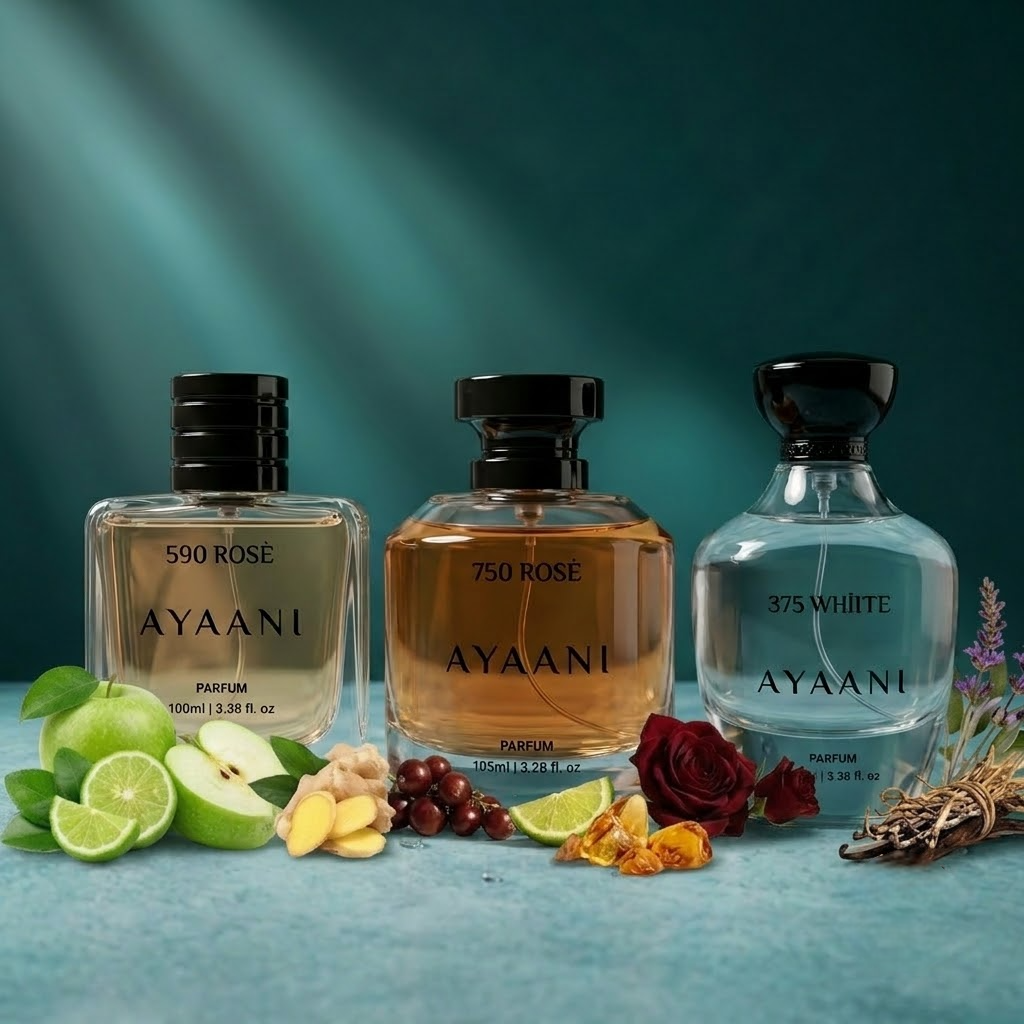 AYAANI Signature Trio – Pack of 3 590 Rosé, 750 Rosé & 375 White Luxury Parfum Gift Set for Men & Women | 3 x 100ml