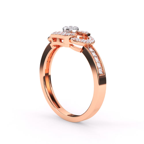 Trendy Open Cricle Diamond Gold Ring