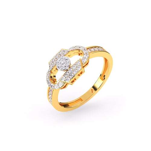 Trendy Open Cricle Diamond Gold Ring