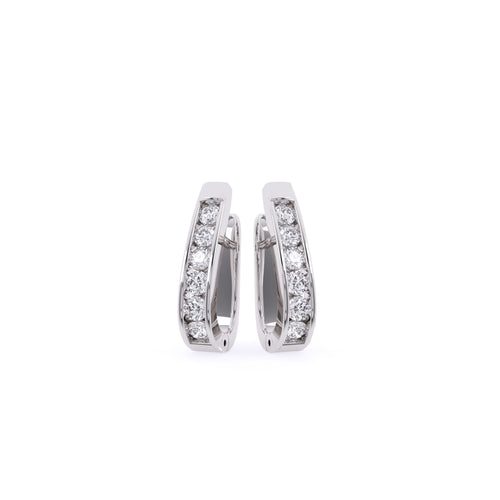 Unique Two Tone Channel Set Diamond Hoop Earrings