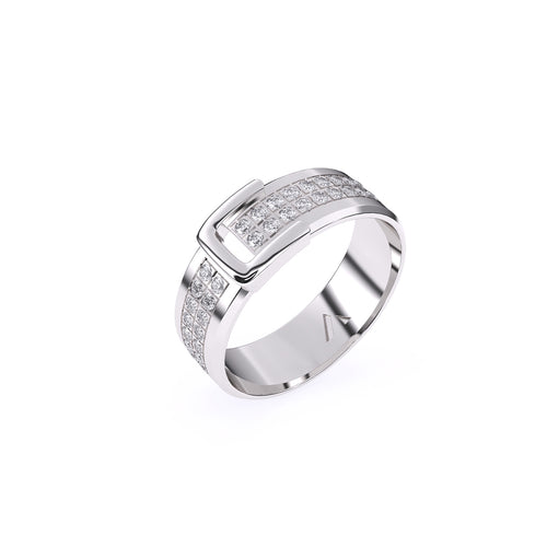 Colorless Diamond Buckle Ring for Men