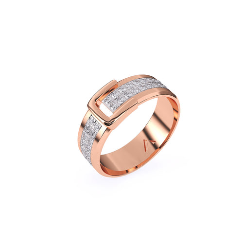 Colorless Diamond Buckle Ring for Men