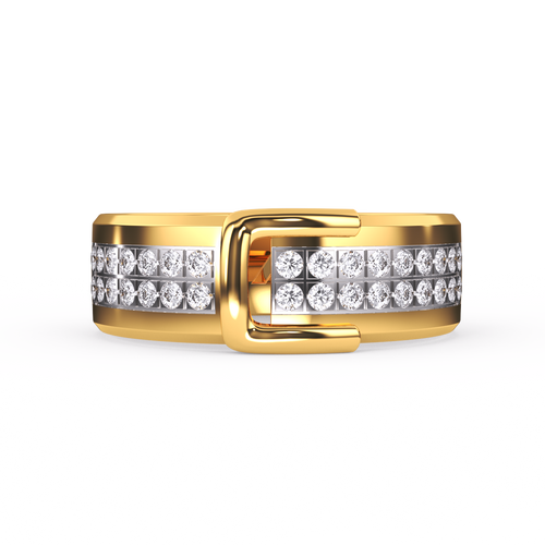 Unique Two Tone Round Cluster Diamond Men's Ring