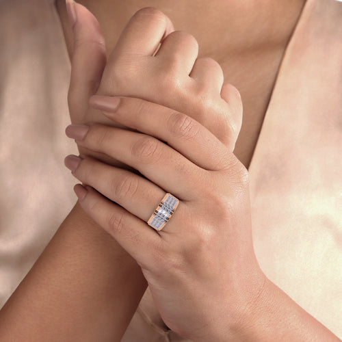 Luxury Three Row Lab Grown Diamond ring