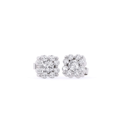 Floral Round Cluster Diamond Earrings