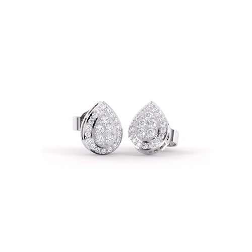 Pear Shape Diamond Halo Stud Earrings