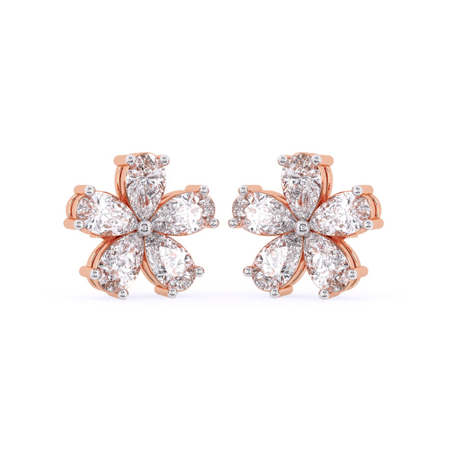 Elegant Pear Cut Flower Petals Cluster Earrings