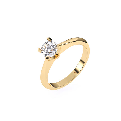Classy Round Diamond Simple Gold Ring