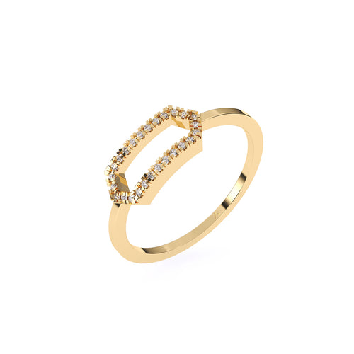 Stylish Open Hexagon Shape Diamond Ring