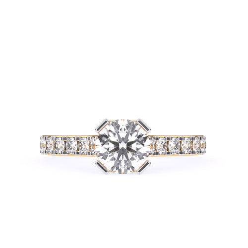 Laxurious Round Solitaire With Side Accent Diamond Ring