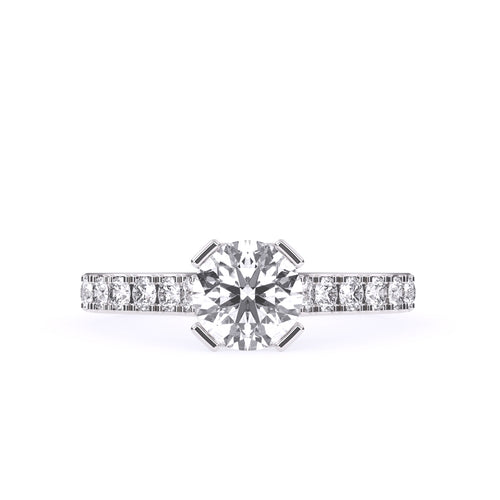Laxurious Round Solitaire With Side Accent Diamond Ring