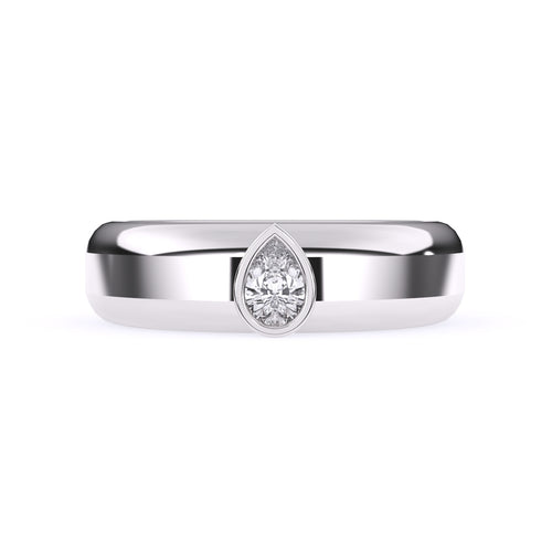 Elegant Pear Bezel Two Tone Wedding Ring