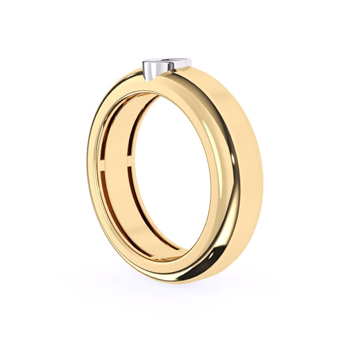 Elegant Pear Bezel Two Tone Wedding Ring