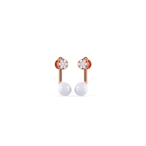 Antique Pearl Diamond Drop Earrings