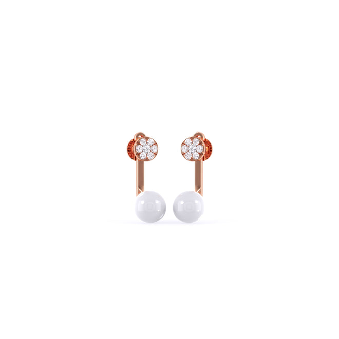 Antique Pearl Diamond Drop Earrings