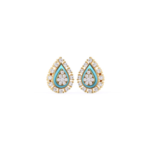 Delicate Pear Cluster Diamond Halo Stud Earrings