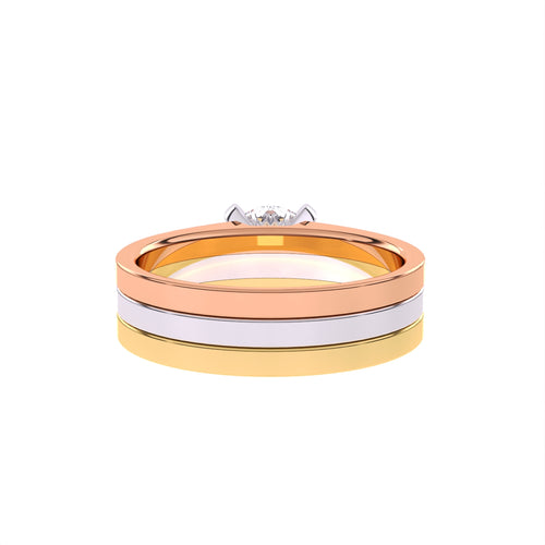 Fancy Three Tone Solitaire Diamond Ring