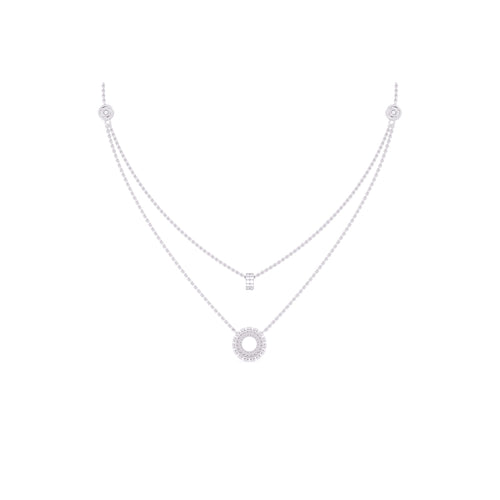 Unique Multi Layer and Bar Diamond Necklace