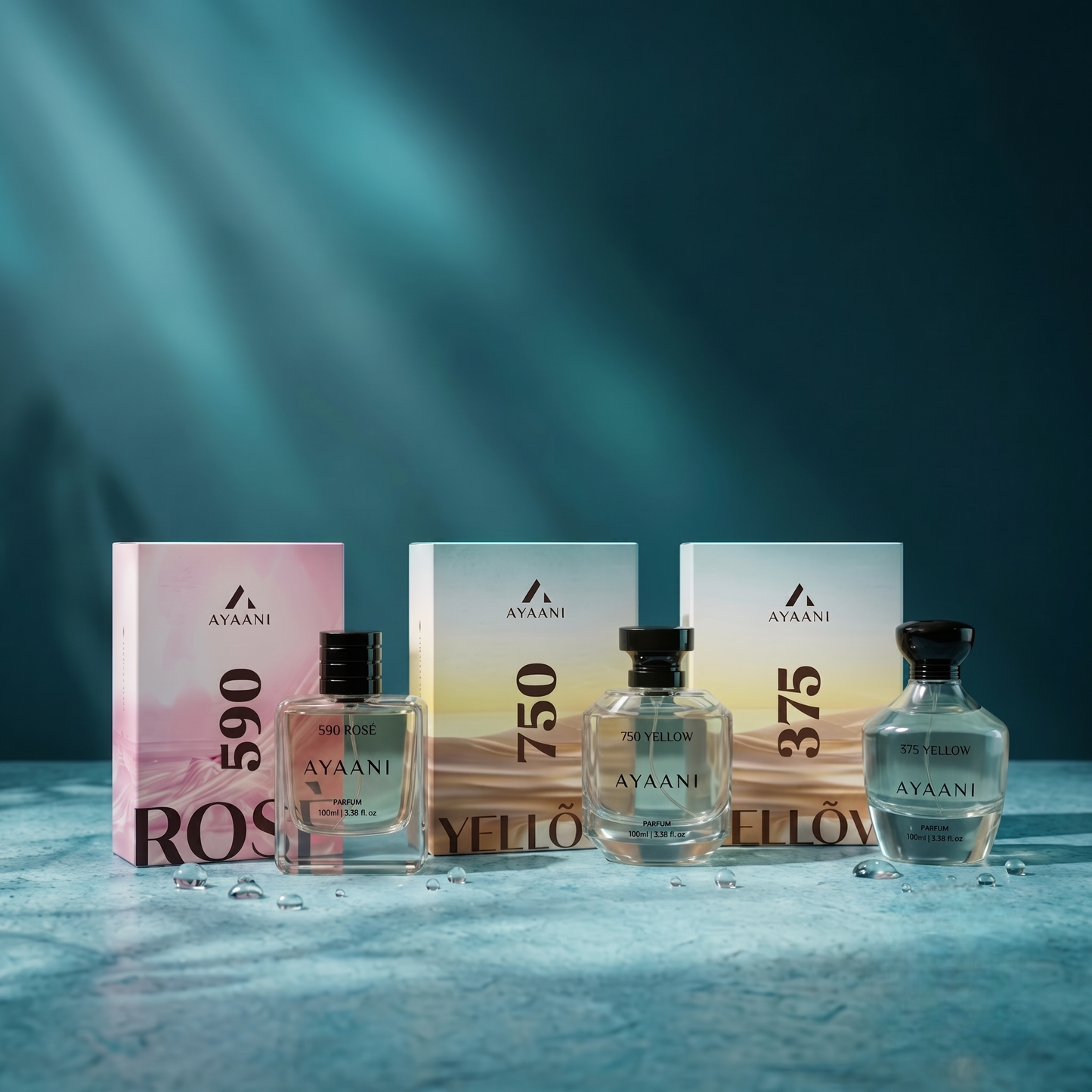 AYAANI Signature Trio – Pack of 3 375 Yellow, 750 Yellow & 590 Rosé Luxury Parfum Gift Set for Men & Women | 3 x 100ml